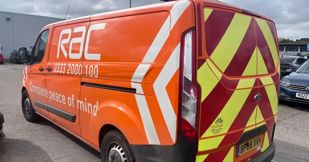 orange RAC van capable of towing an EV